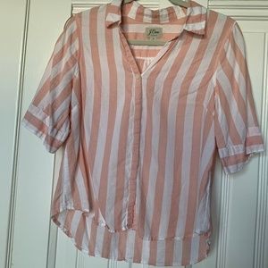 J Crew Short Sleeved Button Down Wide Stripe